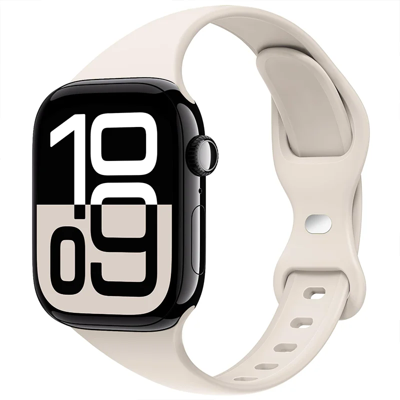 Slim Silicone Strap For Apple Watch Band 45mm 44mm 40mm 41mm 42-46mm sport bracelet iwatch series 10 8 7 se 3 4 5 6 9 ultra 49mm
