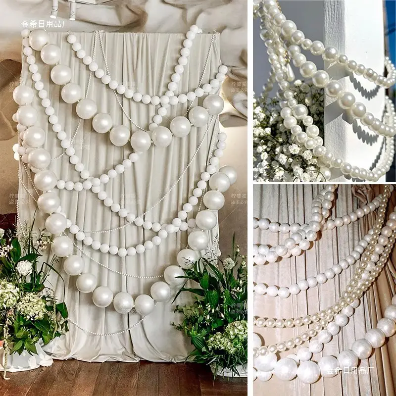 

Huge pearl string, wedding ornament hanging decorative clock in store display photo props background wall window