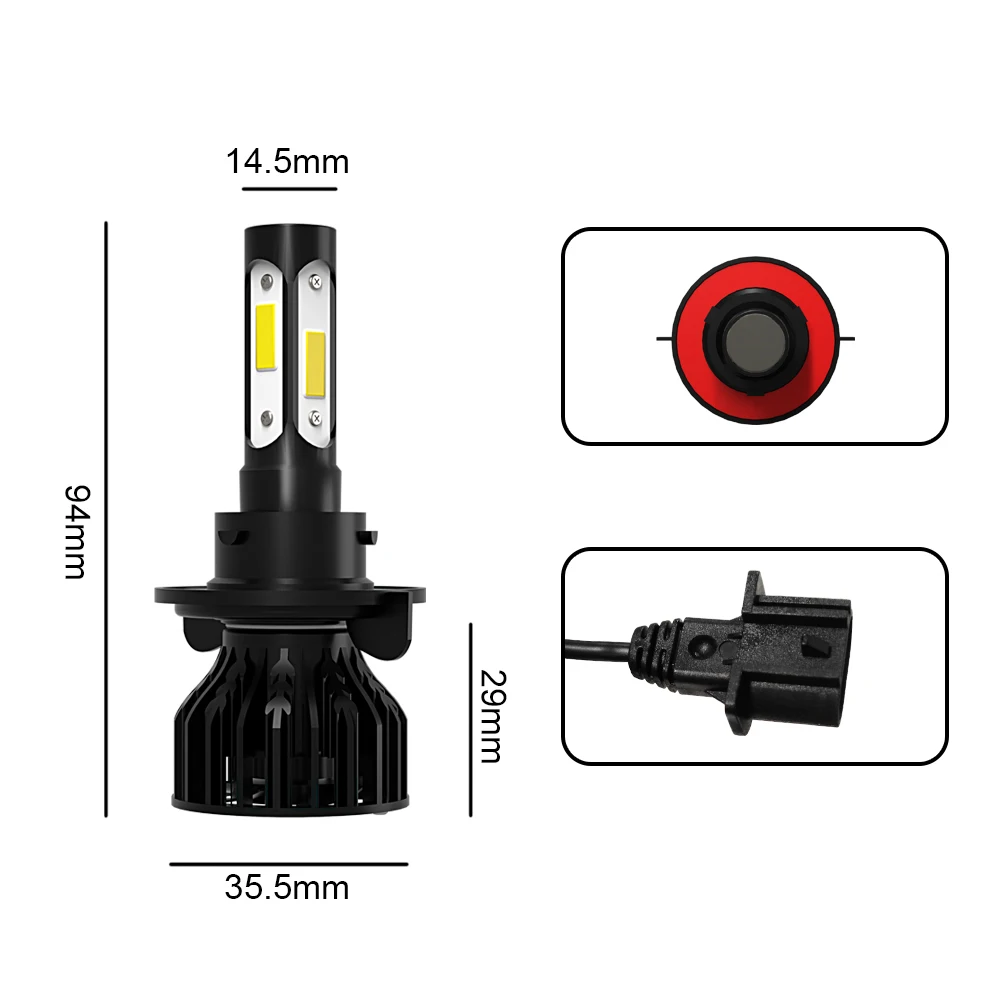 6000K Canbus Led Lamp 4Side Chip Car Headligh 30000LM H13 HiLo Bulbs For Dodge Ram 1500 2006 2007 2008 2009 2010 2011 2012