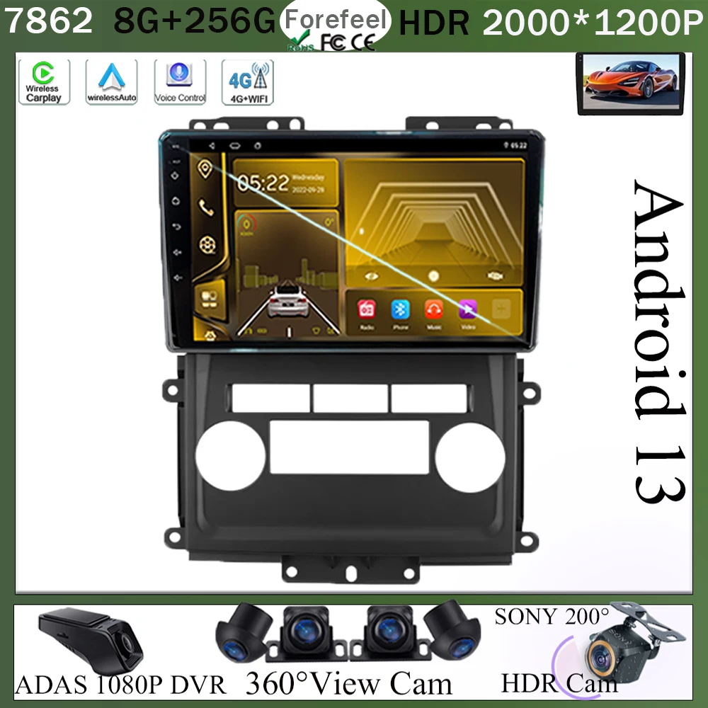 7862 Car WIFI Android 13 For Nissan Frontier Xterra For SUZUKI Equator 2009 2010 2011 2012 Auto Stereo Player Touch QLED WIFI BT