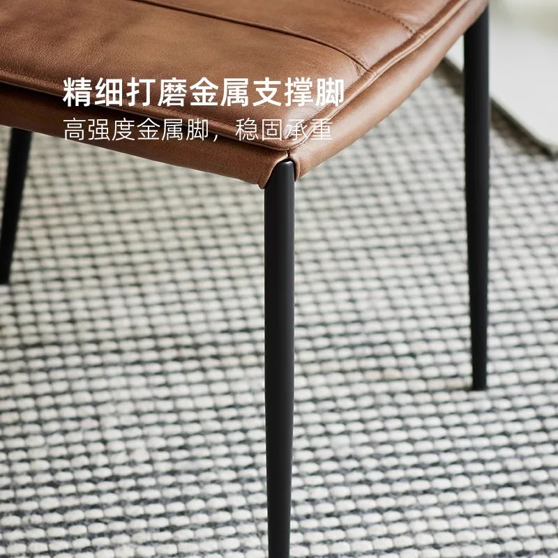 Luxury urban full leather chair, back chair, home restaurant dining chair, modern simple retro style cowhide leisure chair view 5