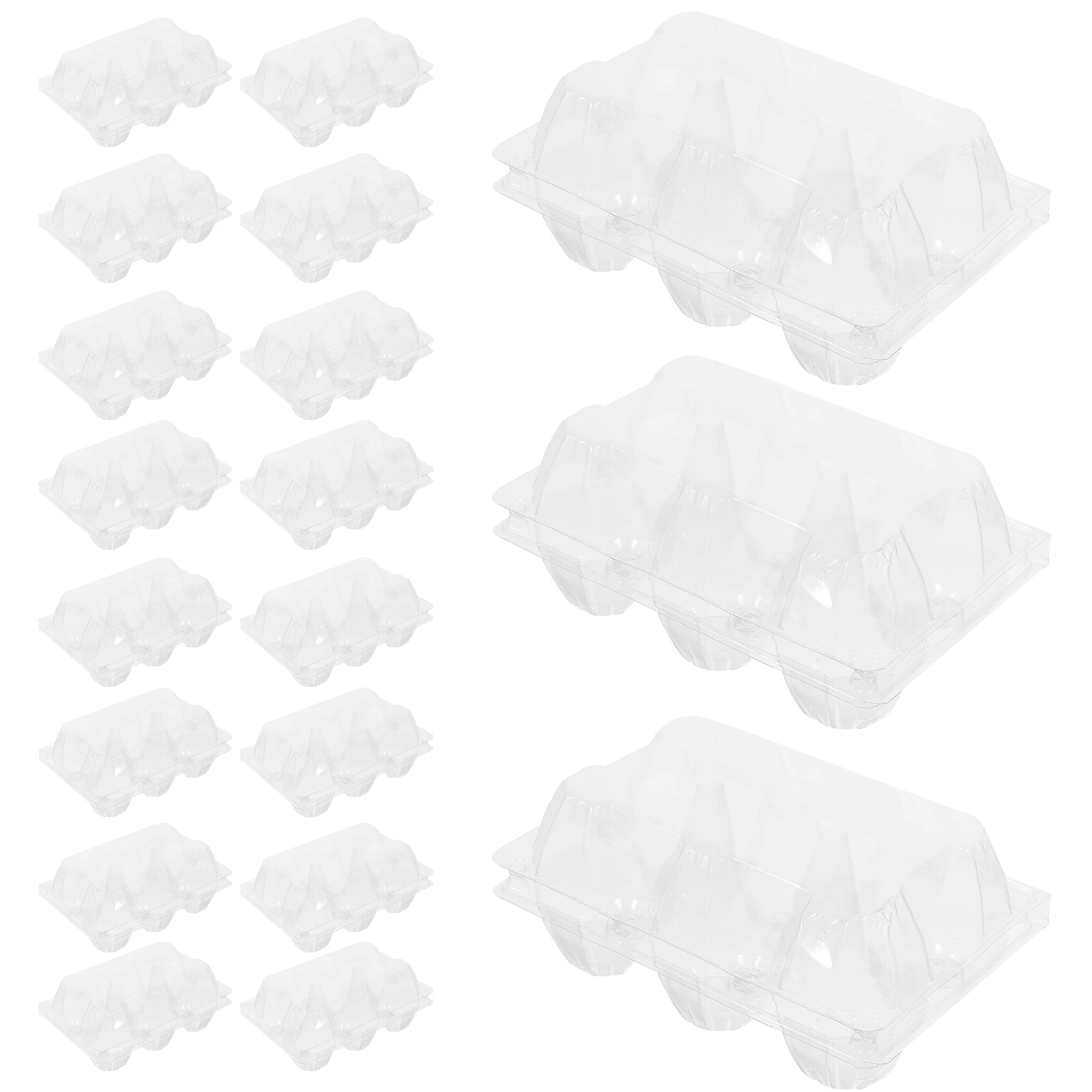 

50 Pcs Egg Cartons Packaging Boxes Transparent PVC Material Reusable Holder trays For Storage Kitchen Organizer Safe Firm