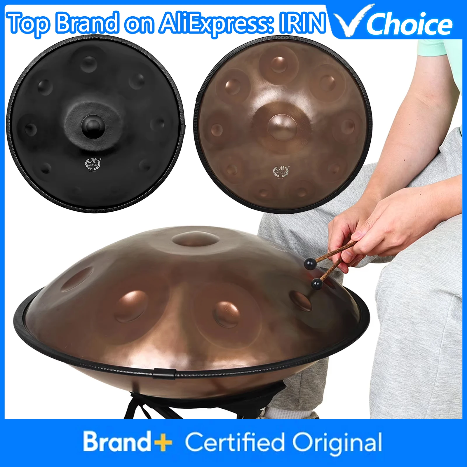 

M MBAT Handpan Drum D Minor 22 Inches 10 Notes Steel Tongue Drum Percussion Instrument for Professional Performance