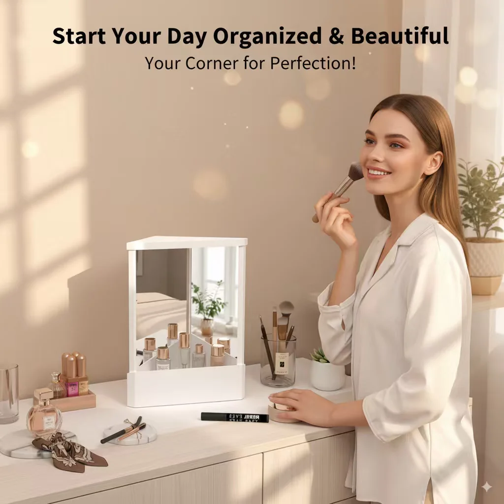 

Professional True Mirror Non-Reversing Cosmetic Mirror For Desktop, Dresser, Tabletop, Living Room, Makeup And Skincare Use