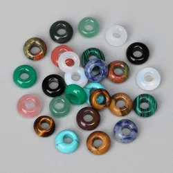 10pcs Natural Donut Shape Stone Beads Big Hole Abacus Shape Agat Gems Beads For DIY Jewelry Necklace Making Bracelet  Accessory