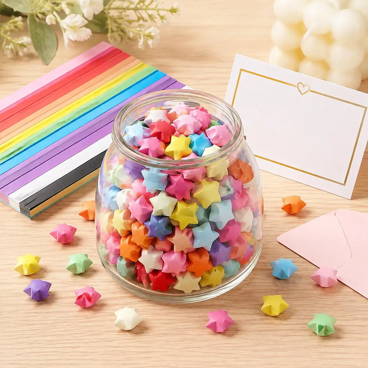 Bulk Assorted Color Star Folding Strips – Quilling Supplies for Handmade Room Decor, Jar Fillers and Creative Art Activities TMZ