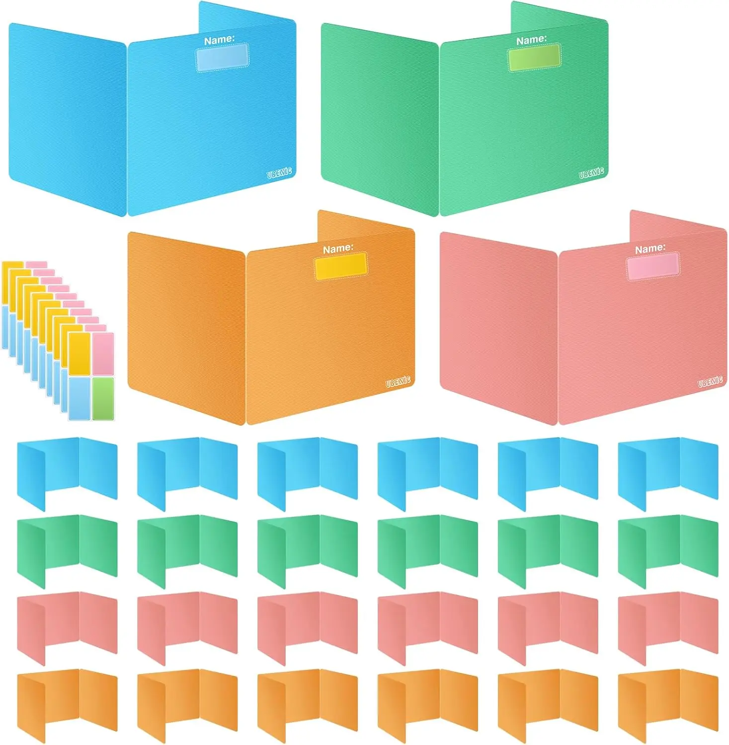 

Набор из 24 разноцветных разделителей для стола для студентов, прочные пластиковые экраны-перегородки для учебных мест в розовом, оранжевом, синем и зеленом цветах