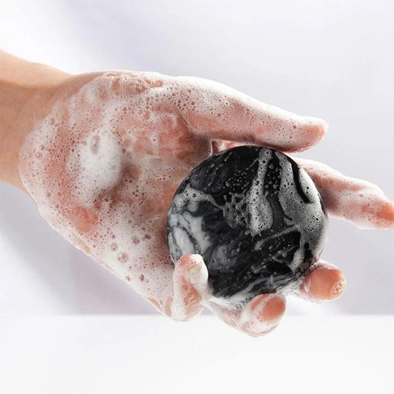 60 جرام من الطين البركاني قالب صابون التخسيس مع ملصق السرة لتخفيف الوزن وتبييض مضاد للسيلوليت ومنظف بشرة الجسم