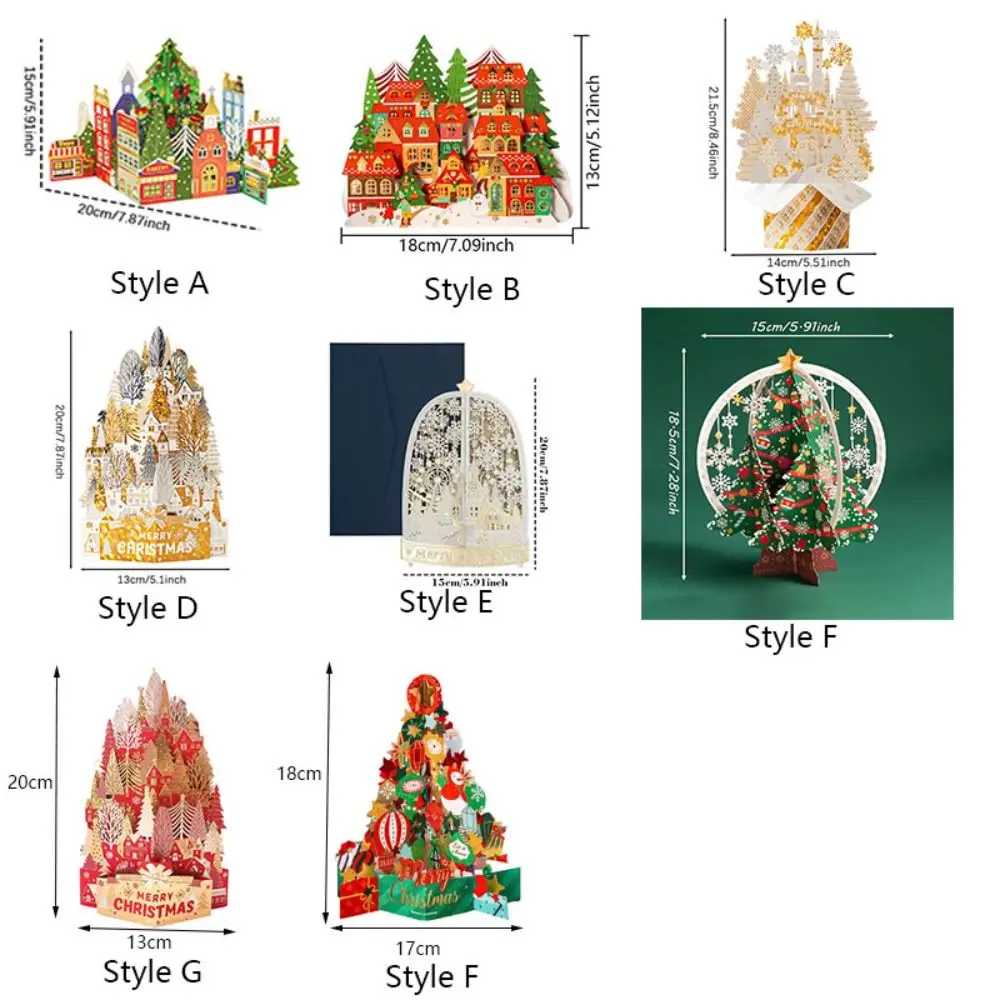 ثلاثية الأبعاد بطاقات المعايدة عيد الميلاد الساخن مختوم محفورة بالليزر بطاقات السنة الجديدة ورقة نحت المنبثقة شكرا لك رسالة هدية #6