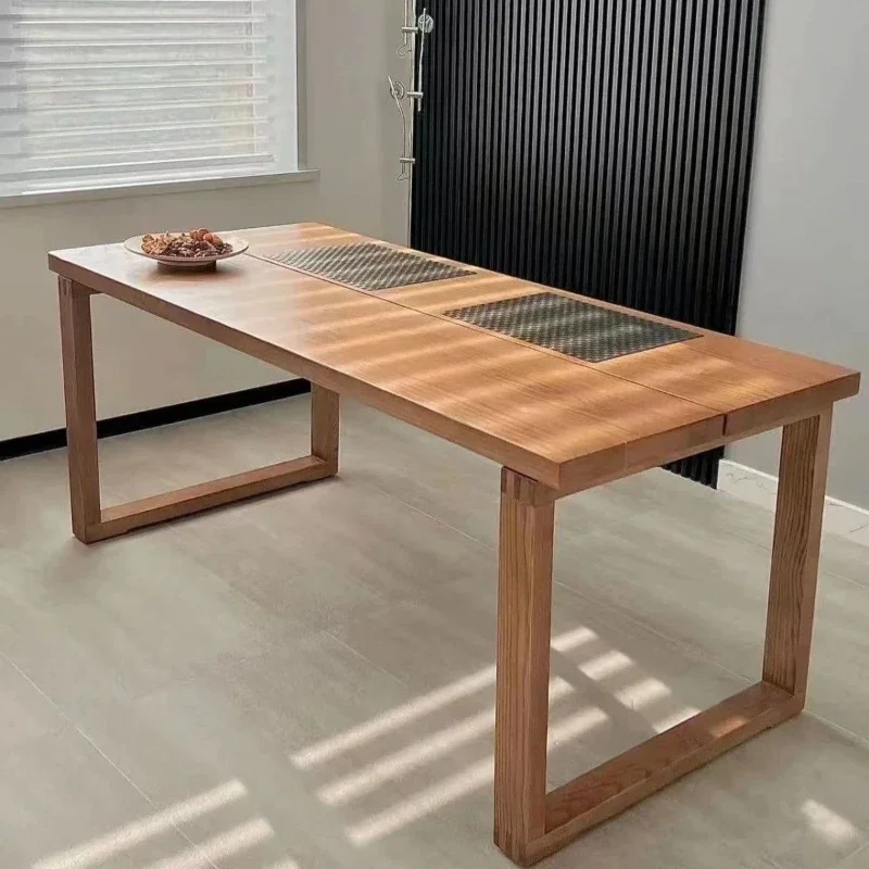 

Solid wood dining table Simple living room Large board Long desk Mobian log dining table Household ash wood