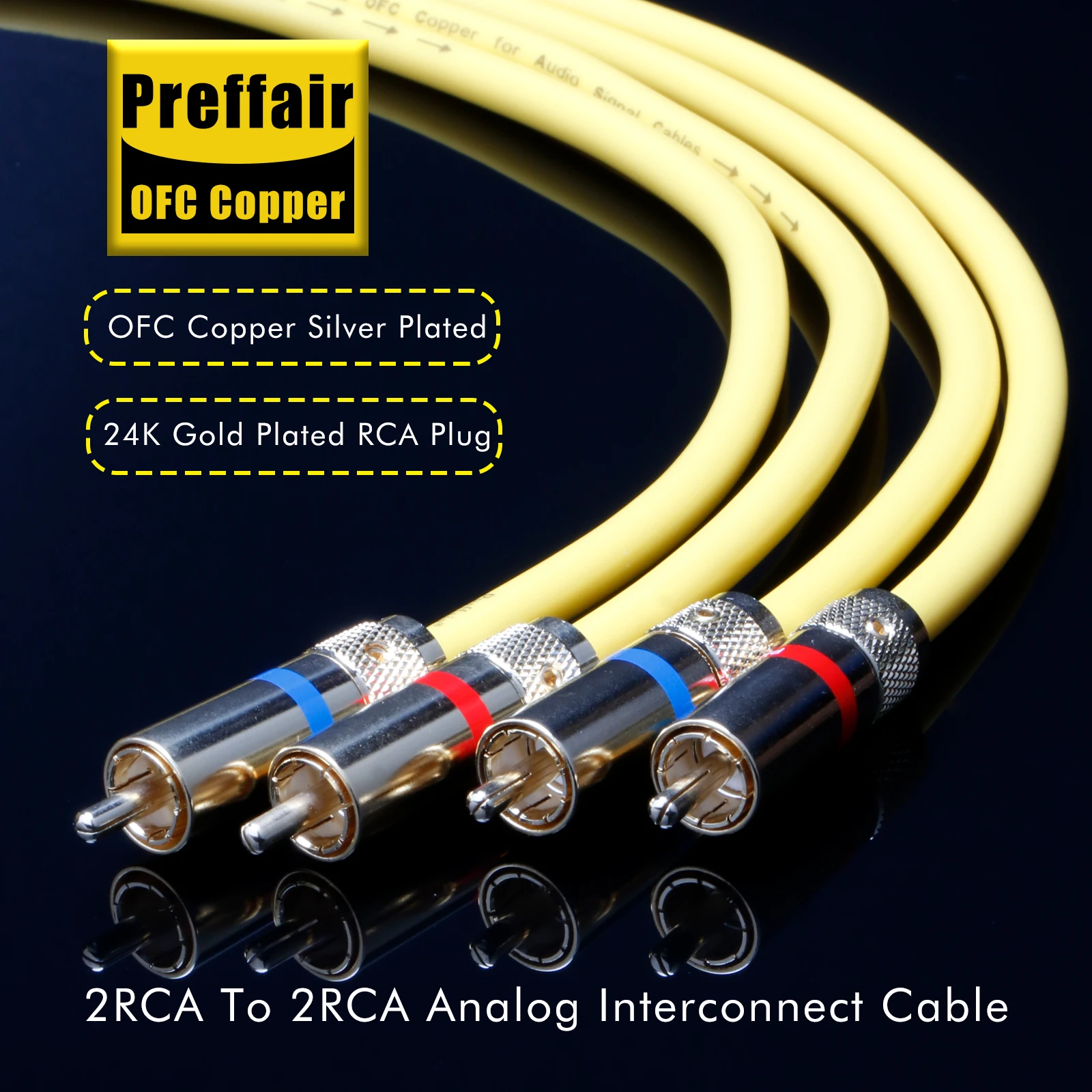 

Silver Plated OFC 2RCA Extension Cable 6.5mm OD, Gold Plated RCA to RCA, Single Wire HiFi Audio Cord