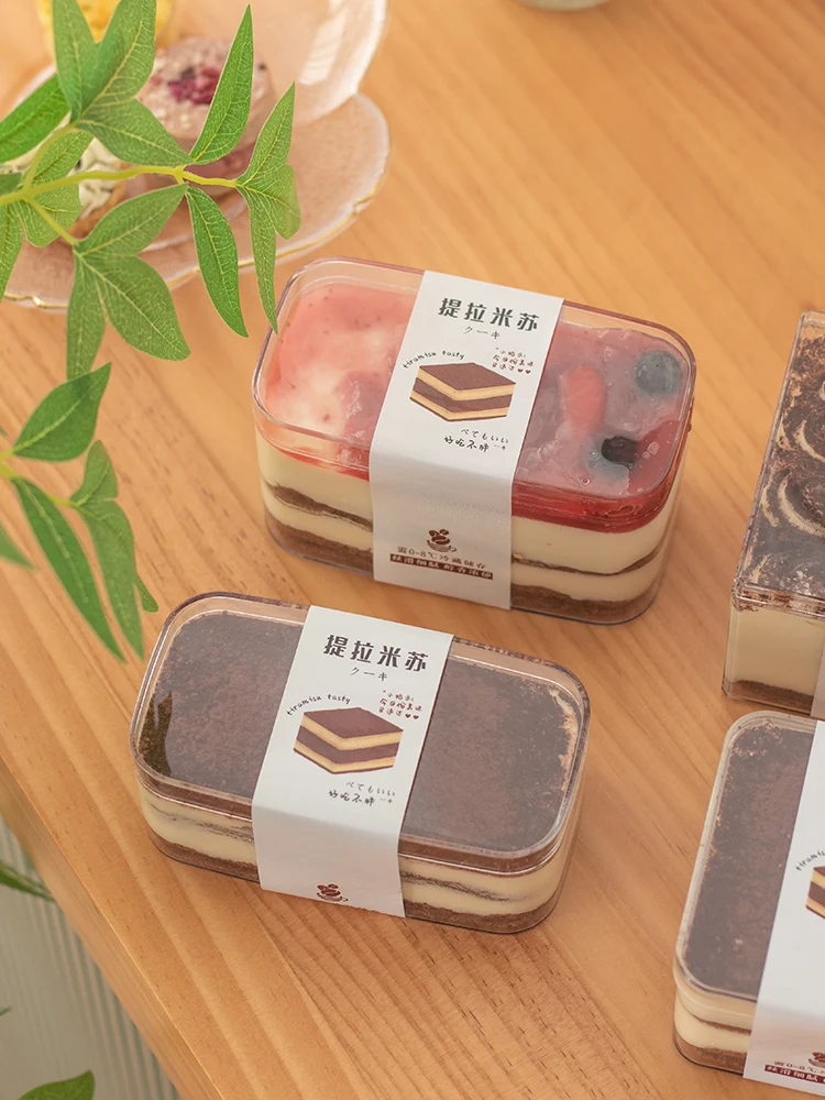 Caixa de bolo tirsu de plástico transparente, recipiente de bolo mousse, caixa de pastelaria ocidental, utensílios de cozi...