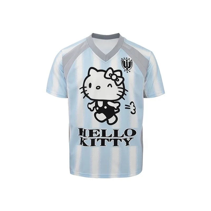 

Cute Cartoon HelloKitty 3D Printed Short Sleeved V-neck Top, Quick Drying T-shirt, Trendy Sports Breathable Top