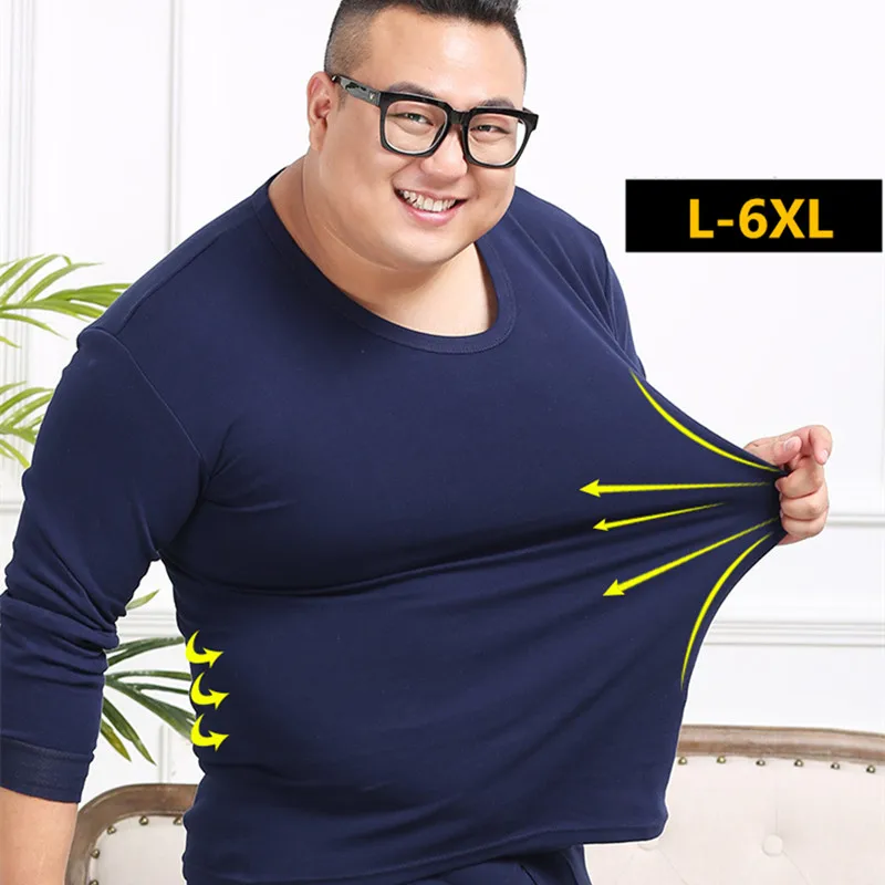 Winter Men 150KG 8XL Thick Fleece Long Johns Warm Thermal Underwear Man Loose Elasticity Women Solid Tops And Pants