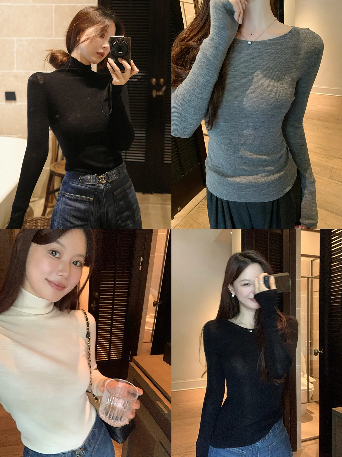 

Seeyouiceland High-End Sl One-Piece Knitted Sweater High Ne-oulder hine Waable Yangzhou Yarn Women's Faion
