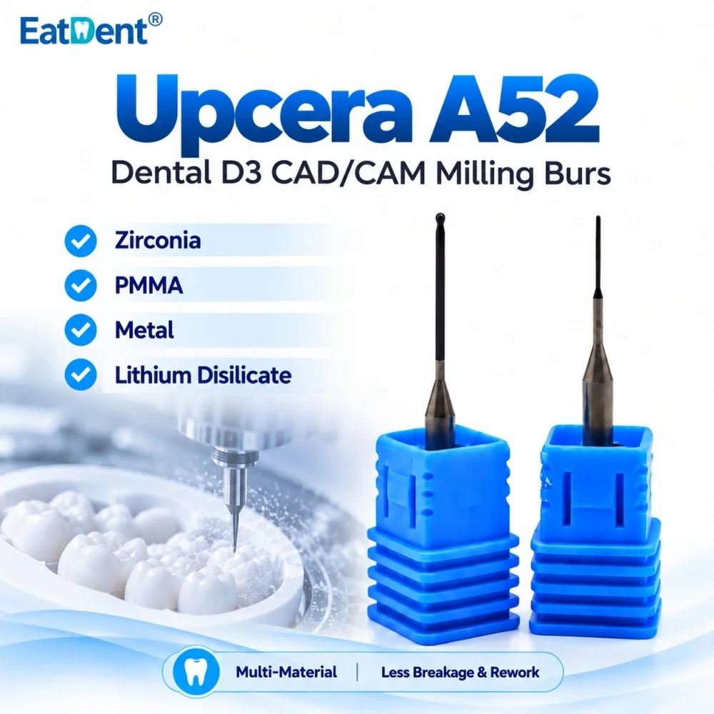 Upcera A52 Dental Milling Burs Diamond Coated for Zirconia Lithium Disilicate/Emax Glass-ceramic Metal PMMA DC D3 Grinding Drill