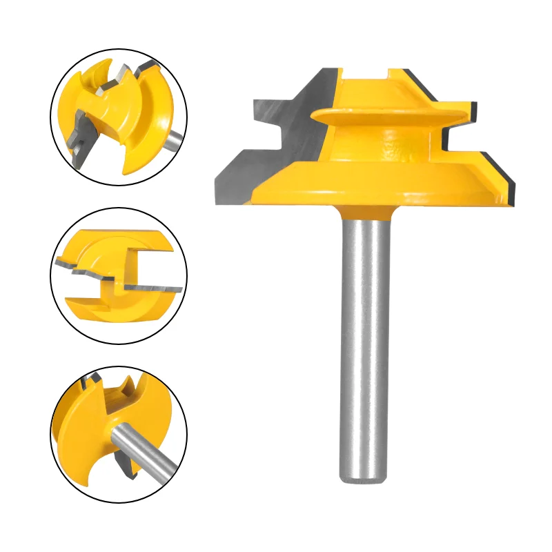 For Wood Tools End Mill 45° Degree Lock Miter Router Bit 6MM 6.35MM 8MM 12MM 12.7MM Woodworking Milling Cutter