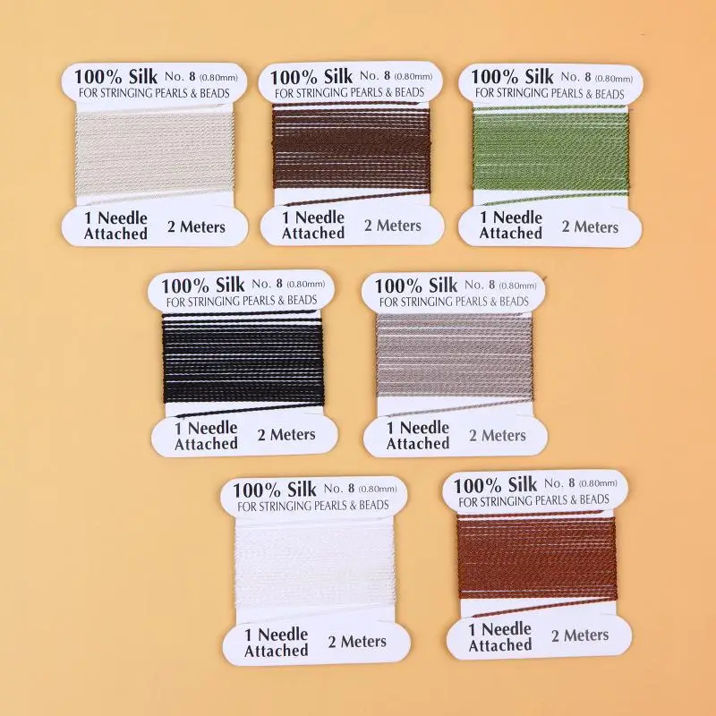 8 #   0,8 mm x 2 Meter Fabrikpreis Mehrfarbige 100% natürliche rosa, schwarze, weiße Seidenschnur für Frauen DIY Schmuckherstellung