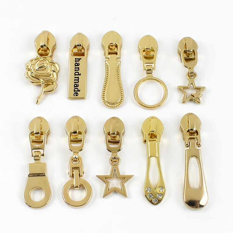 Meetee 5-20P حقيبة سحاب مجتذب 5 # سحابات ذهبية لخياطة شريط النايلون الرمز البريدي Cierre Ziper استبدال الإغلاق السحابات المؤشر #5