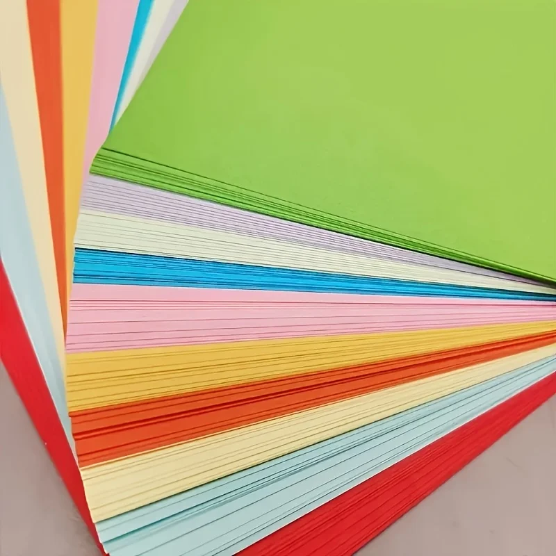 100 Sheets/Set 10 Color Square Thick Cardstock Solid Color Creative DIY Paper, Suitable for Origami, Scrapbook, Party Decoration