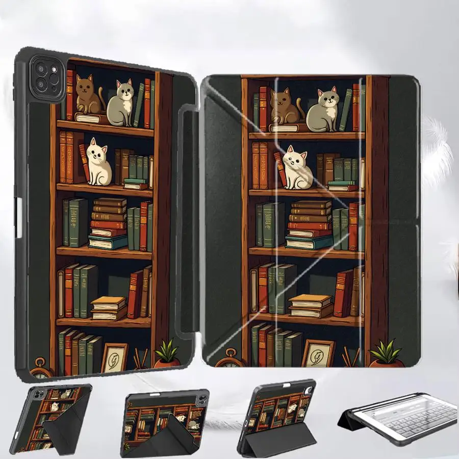 

Чехол-подставка для планшета Cat On The Shelf Holder Cover для iPad Pro 2025, Pro 11-го, 10-го, 9-го, 8-го, 7-го поколений, 12.9 дюймов, Mini 6, 7, Air 4, 5, M3, M2, M4, 11 дюймов