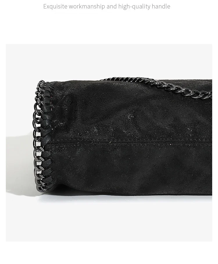 Mode frauen Kette Schulter Tasche Vintage Große Kapazität Umhängetasche Weibliche Faltbare Einfarbig Handtaschen Einkaufstaschen – Detail 22