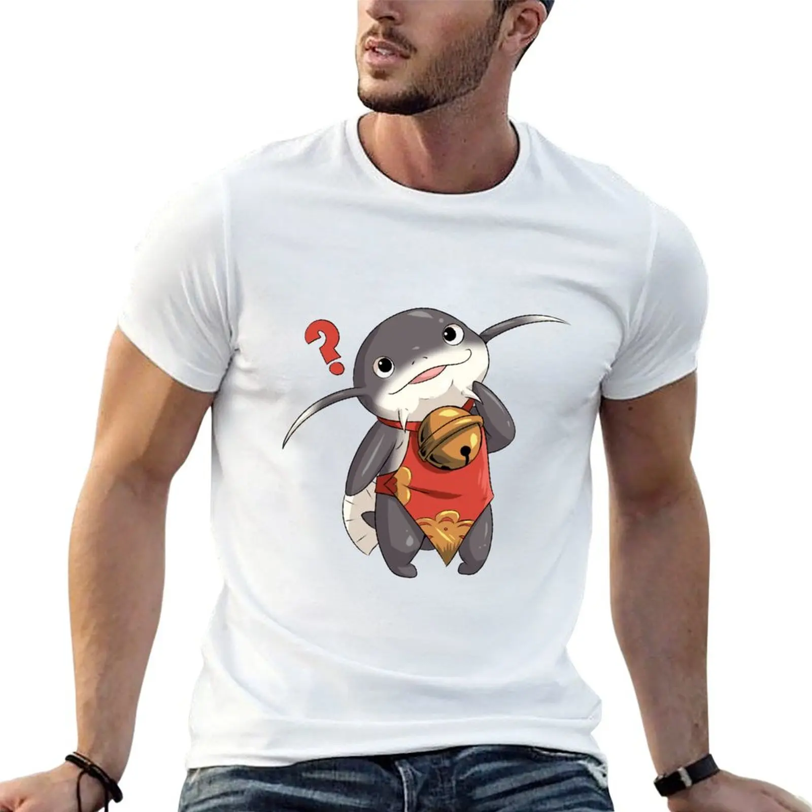 Confused Namazu T-Shirt Utility Casual Work T-Shirt