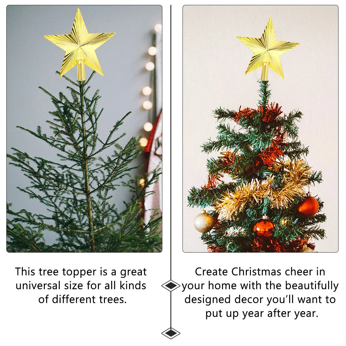 

2Pcs Christmas Tree Star Pentagram Break Resistant Xmas Treetop Star Decoration Holiday Tree Decoration Adornment