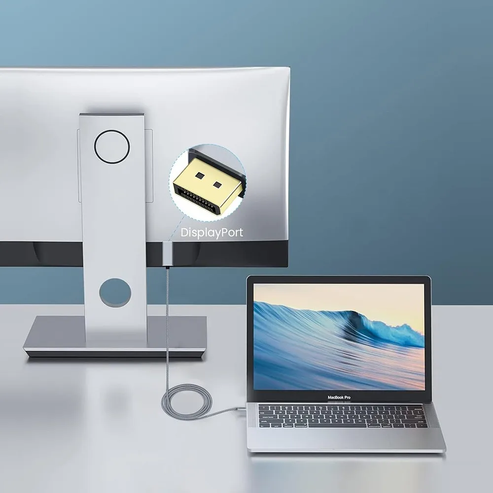 1.8M USB C To DisplayPort 1.4 Cable 32.4Gbps 8K@60Hz 4K@144Hz Type C To DP1.4 Adapter Thunderbolt 4/3 Compatible for MacBook