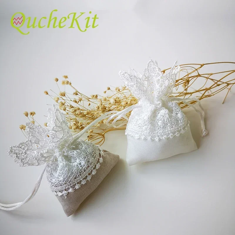 1/3/6Pcs sacchetti regalo gioielli in pizzo tela da imballaggio con coulisse sacchetto regalo di nozze sacchetto di Organza decorazione del partito