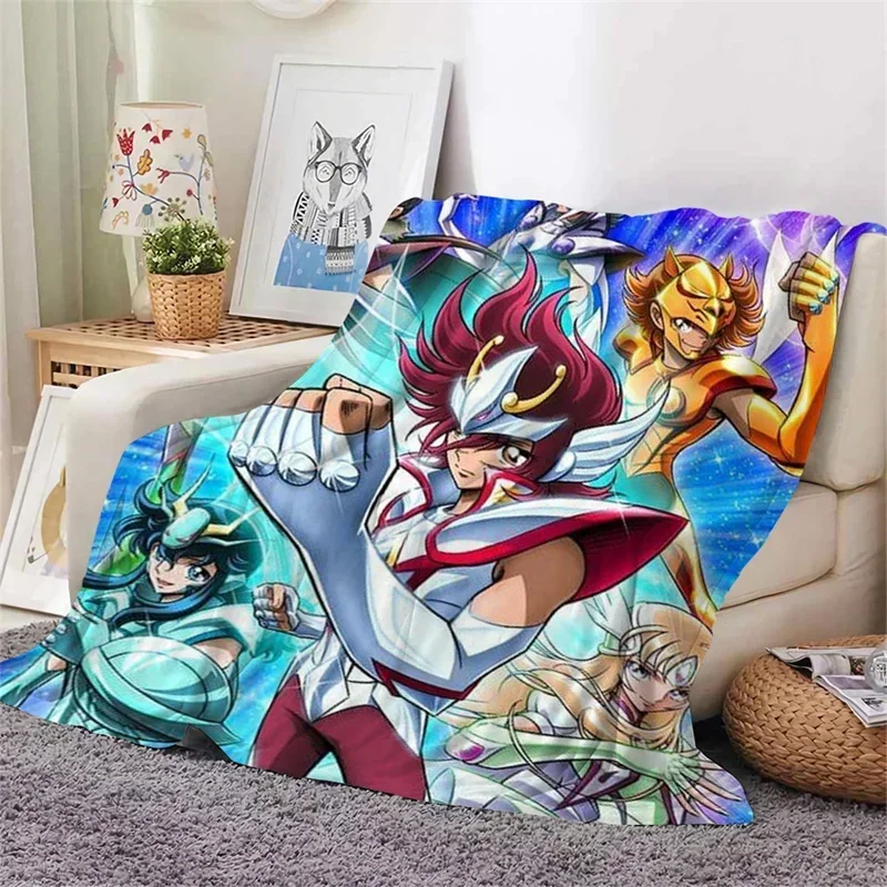 3D Printing Flannel Blanket Anime Saint Seiya Blanket Bed Sofa Nap Office Travel Blanket Teen Gifts