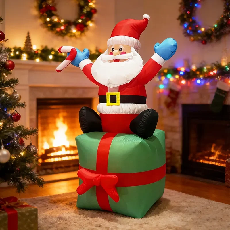 Giant Inflatable Santa Claus with LED Lights Outdoor Christmas Yard Decoration Blow Up Figure for Garden Lawn Holiday Party