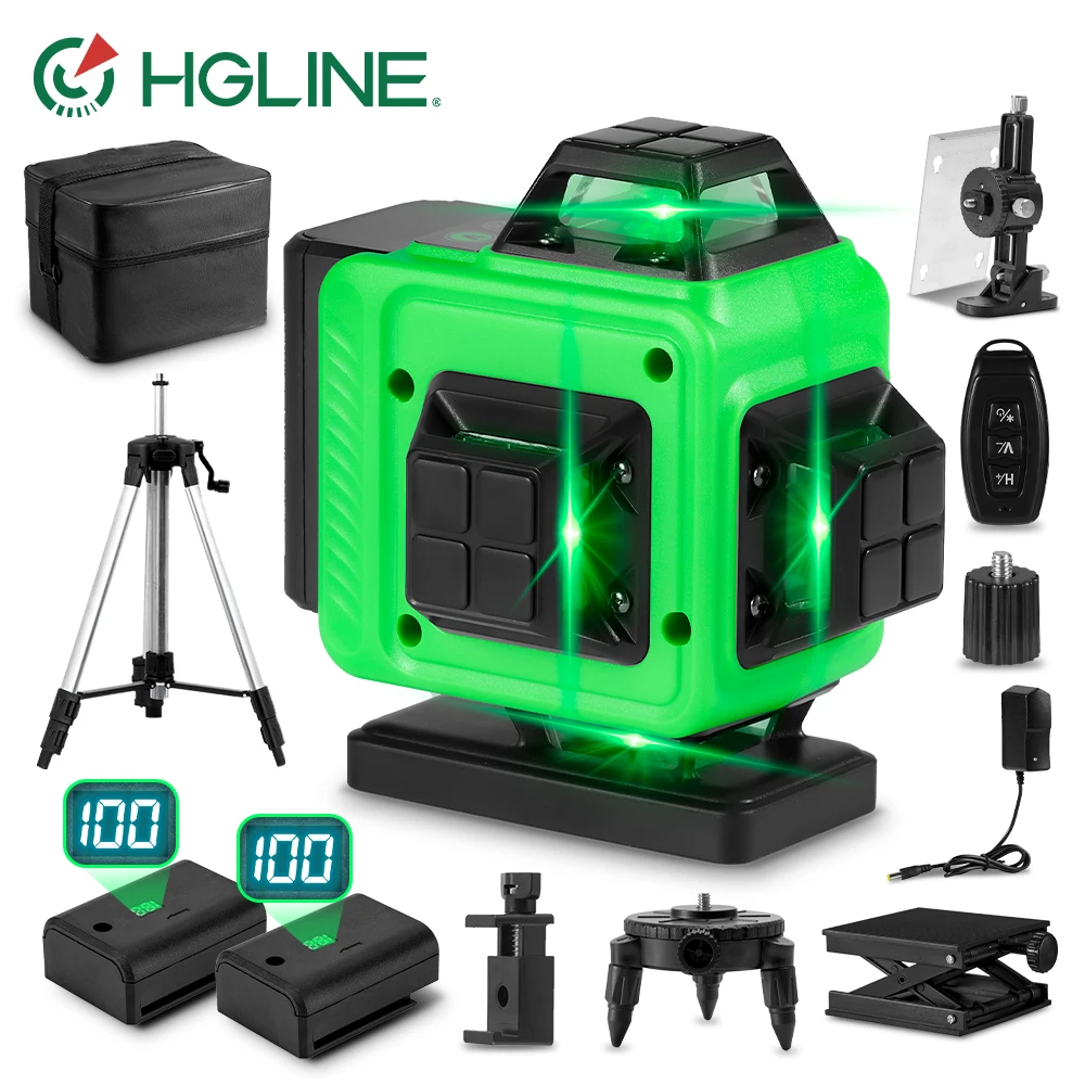 HGLINE 16/12 Lines Laser Level 4D/3D Mini Green Line leveling Tool Automatic 360℃ Horizontal And Vertical Cross Laser Machine