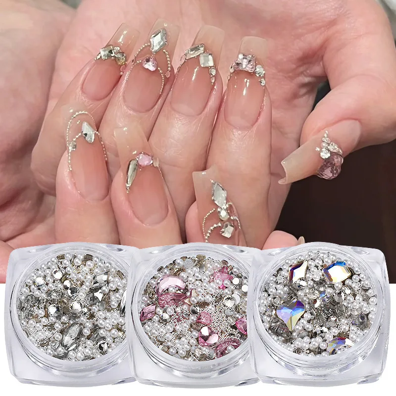 Parti del chiodo gemme di cristallo di strass misti gioielli perline accessori per la decorazione del Manicure forniture per unghie per professionisti