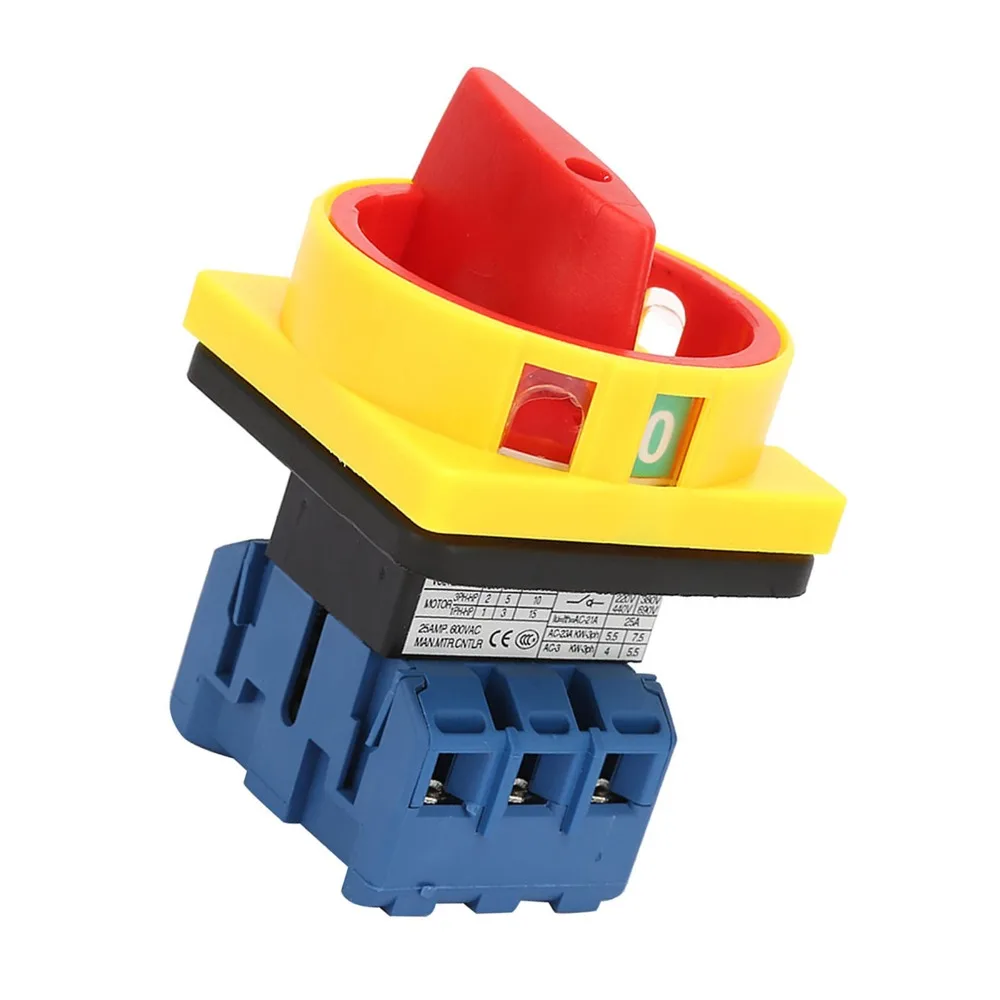 

25A/32A Load Load Circuit Breaker Switch 65*65*95mm 3-Pole Load Circuit Breaker, Rotary Switch on Off High Current