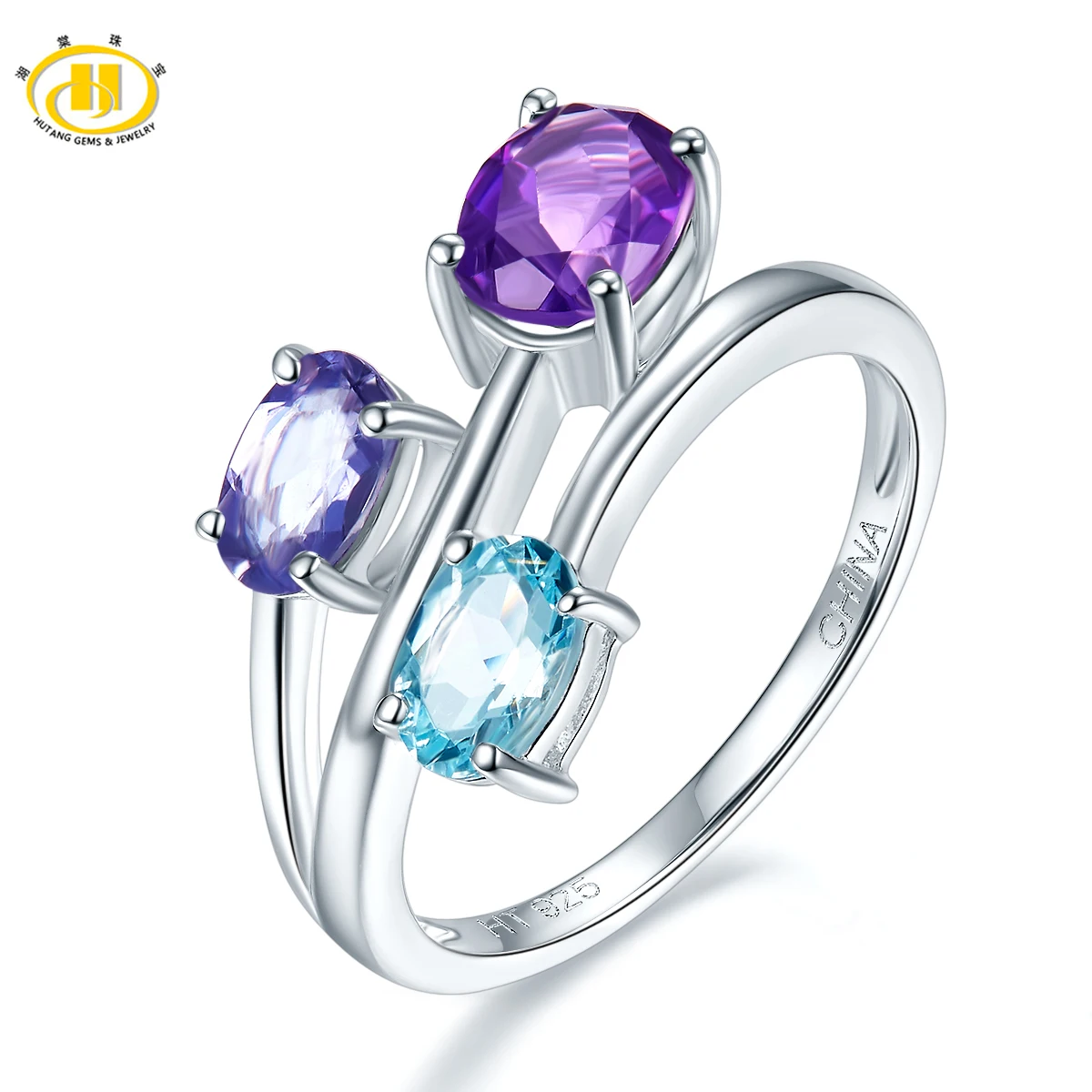 

Natural Multi-color Gemstone 925 Silver Ring 1.55 Carats Genuine Gemstone Fashion Style Fine Jewelry for Anniversary Gift