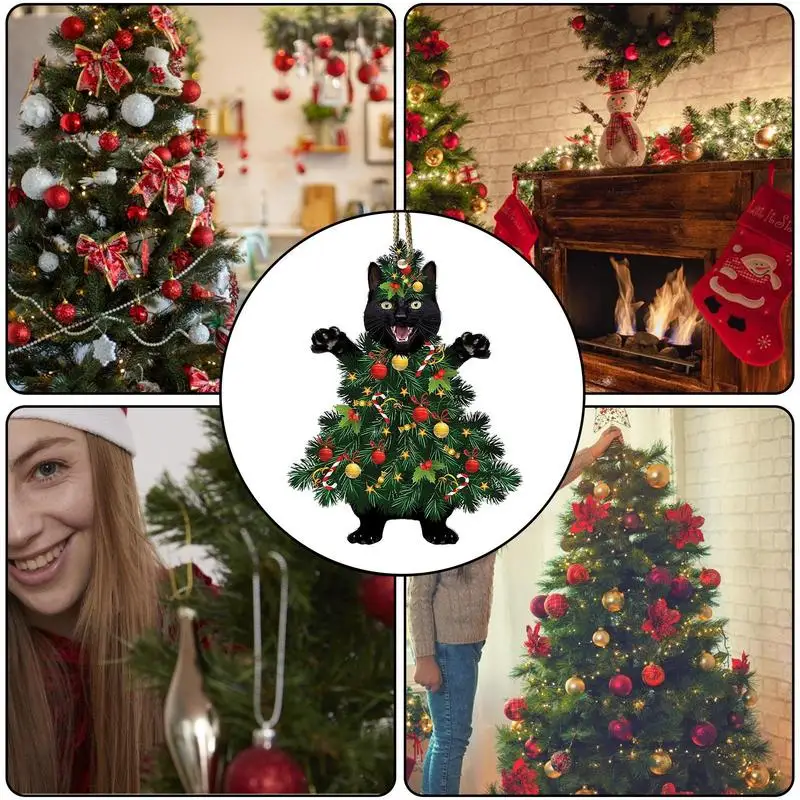 Dekorasi pohon kucing akrilik ornamen kucing, dekorasi Natal lucu dan indah ornamen hadiah untuk pecinta kucing