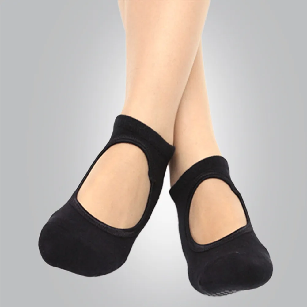 1Pairs Yoga Socks Women Cotton Non-Slip Grip Socks with 3D Gel Dots for Pilates Yoga Exercise Stability Balance Foot Protection