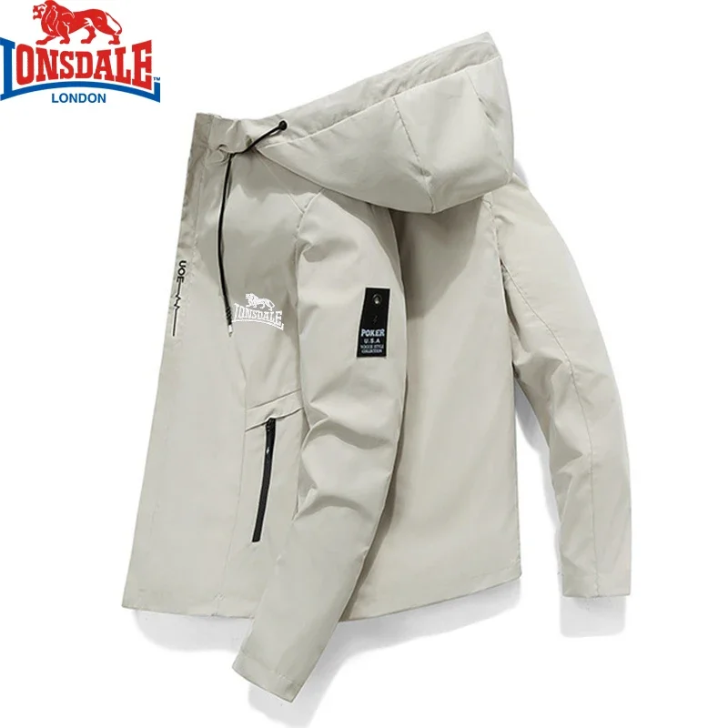 Embroidered LONSDALE High Quality Jackets for Men's Hoodies in Spring and Autumn Casual and Fashionable Sports Jackets