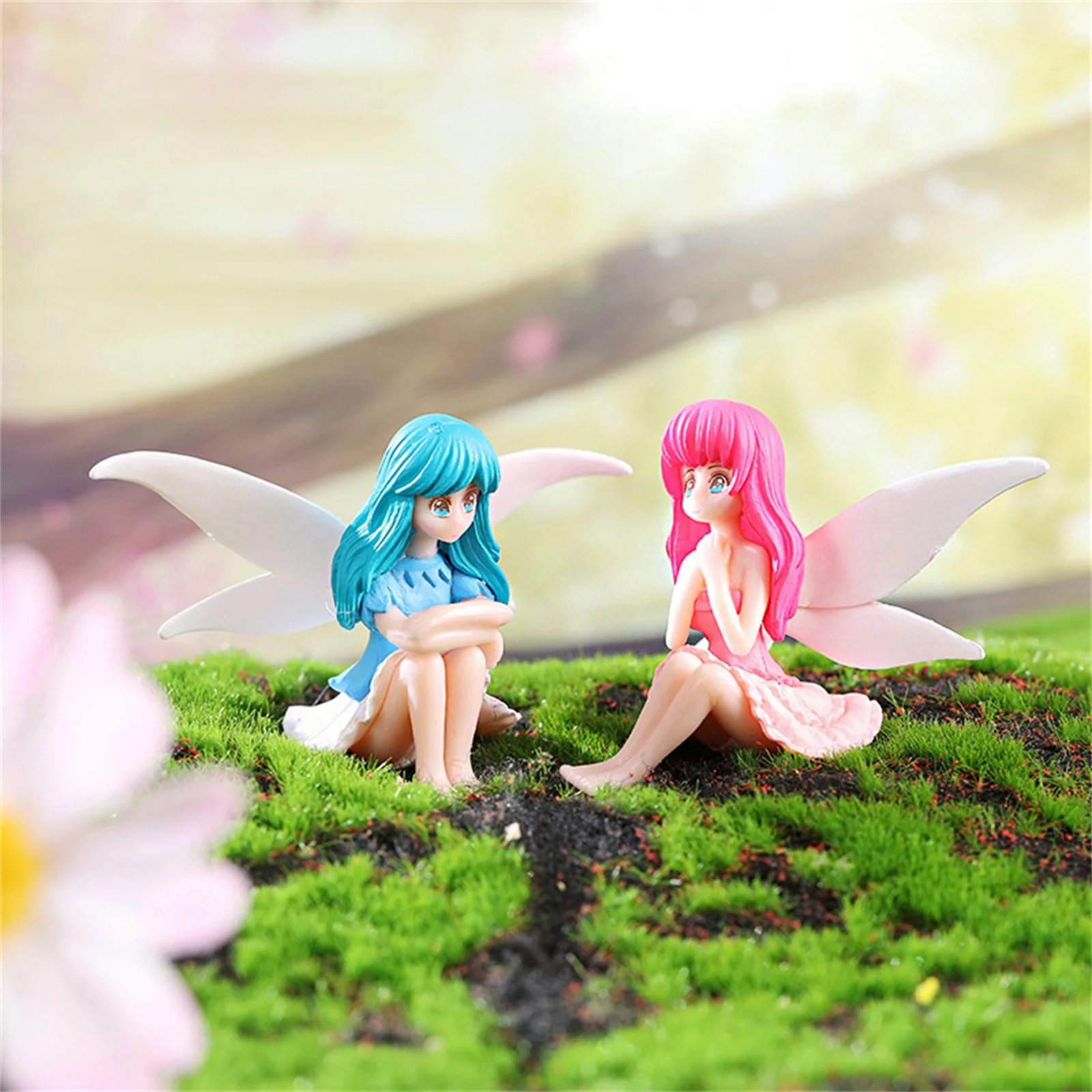 Whimsical Flower Fairy Miniatures Fantasy Micro Landscape Decor for Home Garden Plant Pots DIY Bonsai Ornament Durable