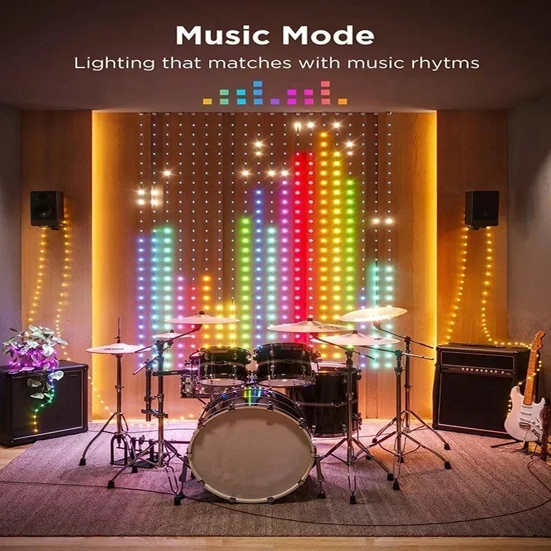 DIY 2mx2m 400Leds New Smart Curtain Strings Lights Bluetooth App Remote Music Sync for Christmas Curtain Lamp Party Decor Lights