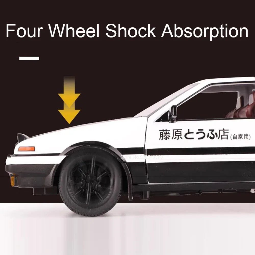 대형 1:20 동풍 멍시 AE86 자동차 모형 장난감, 후진 작동, 사운드 및 라이트 기능, 미니어처 스포츠카 모델, 어린이용 인터랙티브 장난감