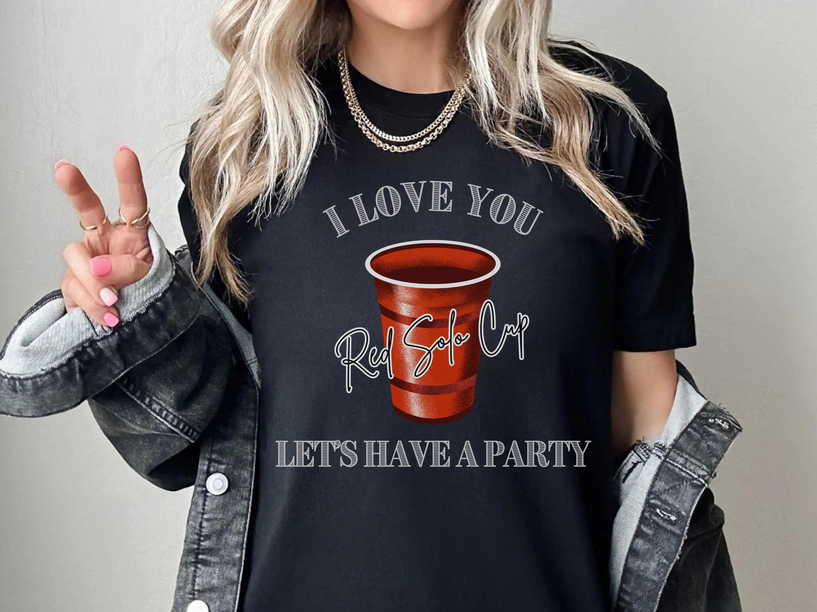 Camiseta roja Solo Cup Punchy Country Western, soldado americano de los 90, Beer Pong