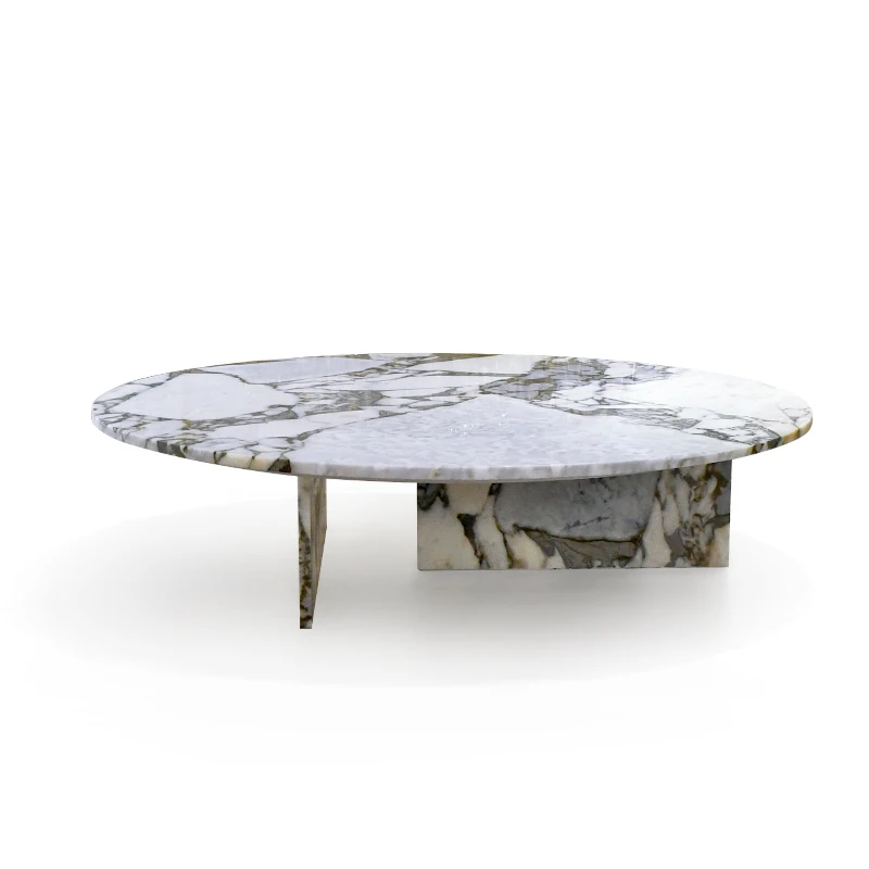 Danish modern minimalist design natural stone marble tea table luxury round living room combined coffee side table customization