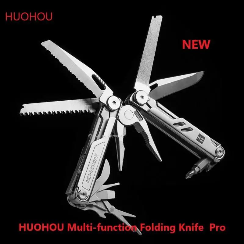 

New HUOHOU Portable Multi-function Folding Knife Pro Multi-tool Bottle Opener Screwdriver Hacksaw Scissors For Outdoor Survival