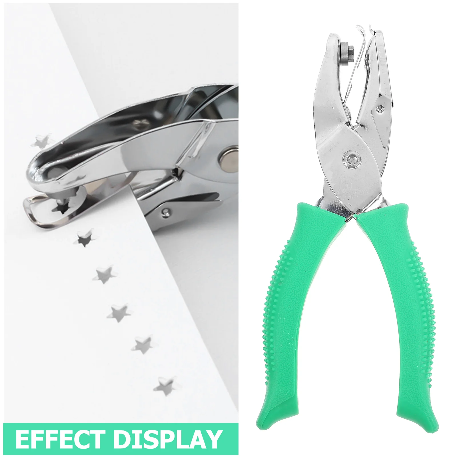 Star Shape Punch for Crafts Pentagram Hole Single Paper DIY Handheld Shapes Green Stainless Steel Office