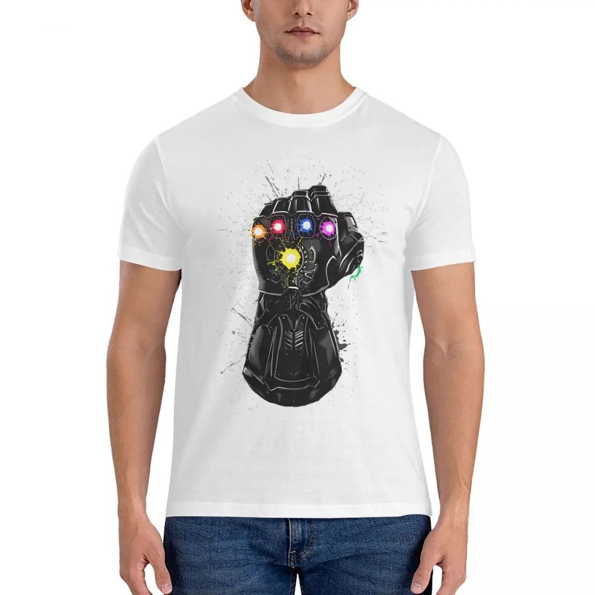 Men's Infinity Gems T Shirts Marvel The Avengers Pure Cotton Clothing Casual Short Sleeve Round Neck Tee Shirt