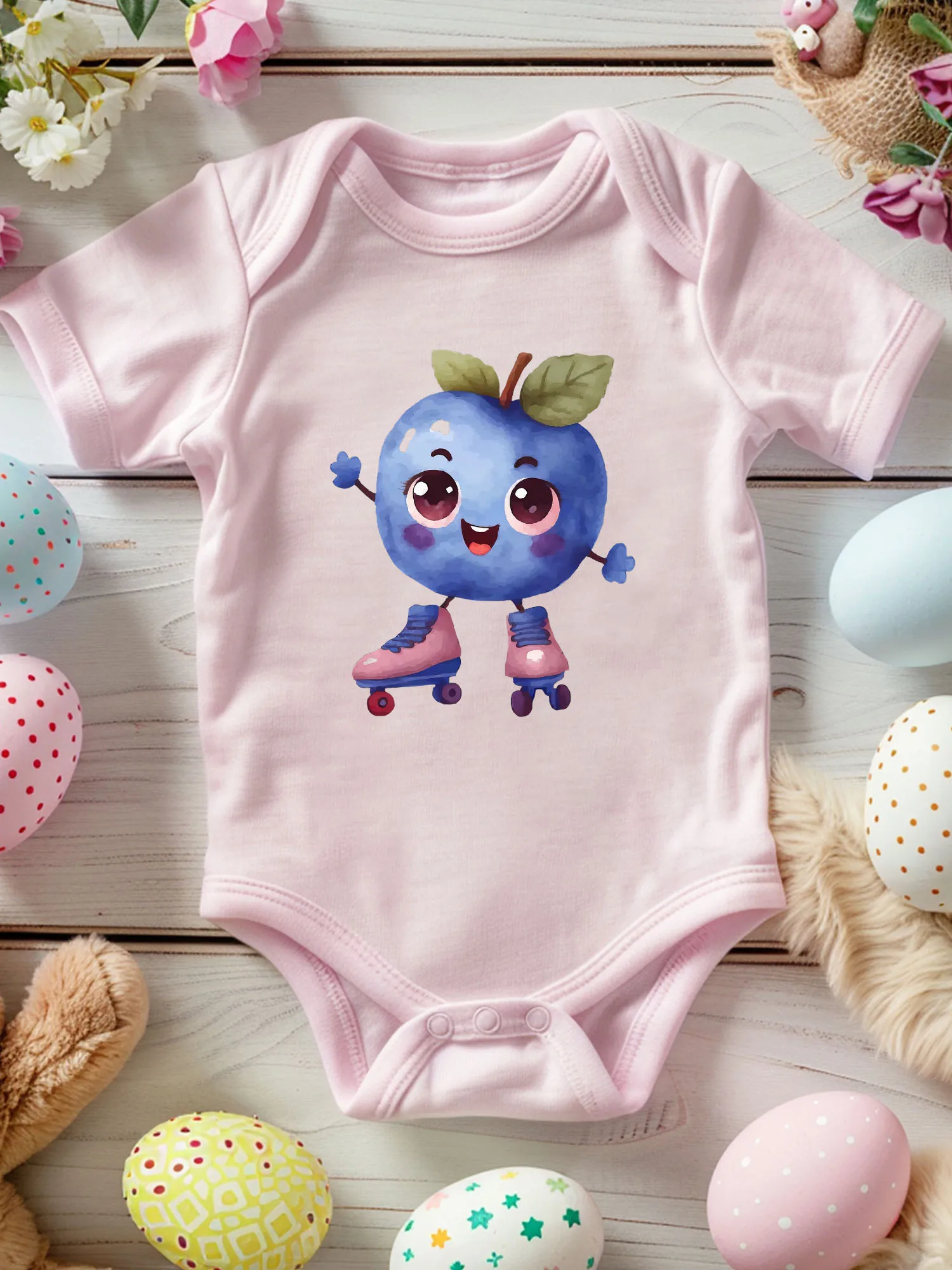 

Комбинезон для ползания Roller Skating Blueberry унисекс, 100% хлопок, мягкий, всесезонный, розовый, 190 г/м²