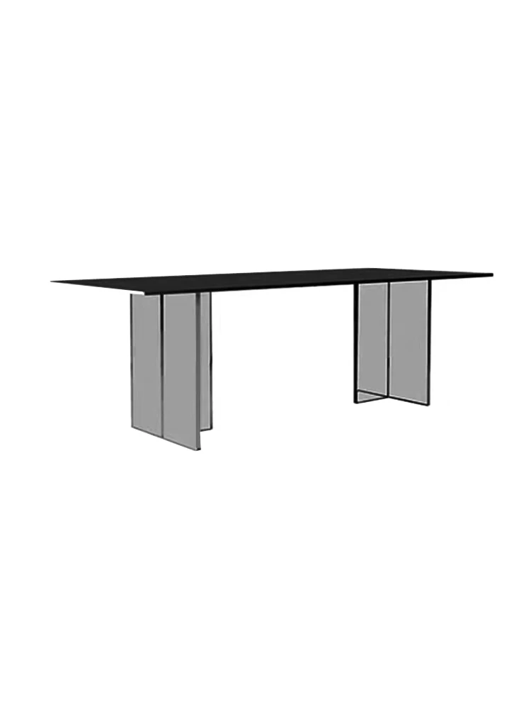 

Modern simple transparent acrylic dining table acrylic suspended rock slab dining table rectangular household small apartment