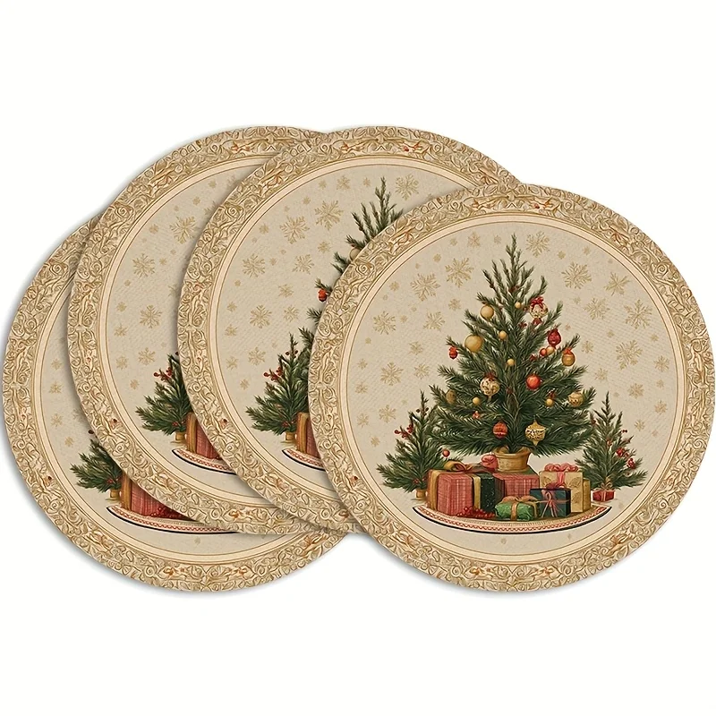VIKAMA 4/6PC Mid Autumn Christmas Double Festival Meal Matte Goldener Herbst Weihnachtsbaum Tischdekoration und Zubehör